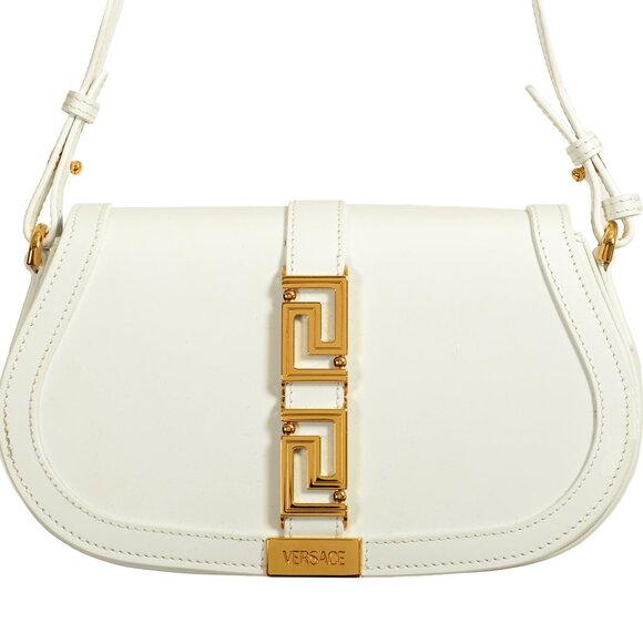 Versace Women's White 100% Leather Greca Goddess Handbag Shoulder Bag - Picture 2 of 8
